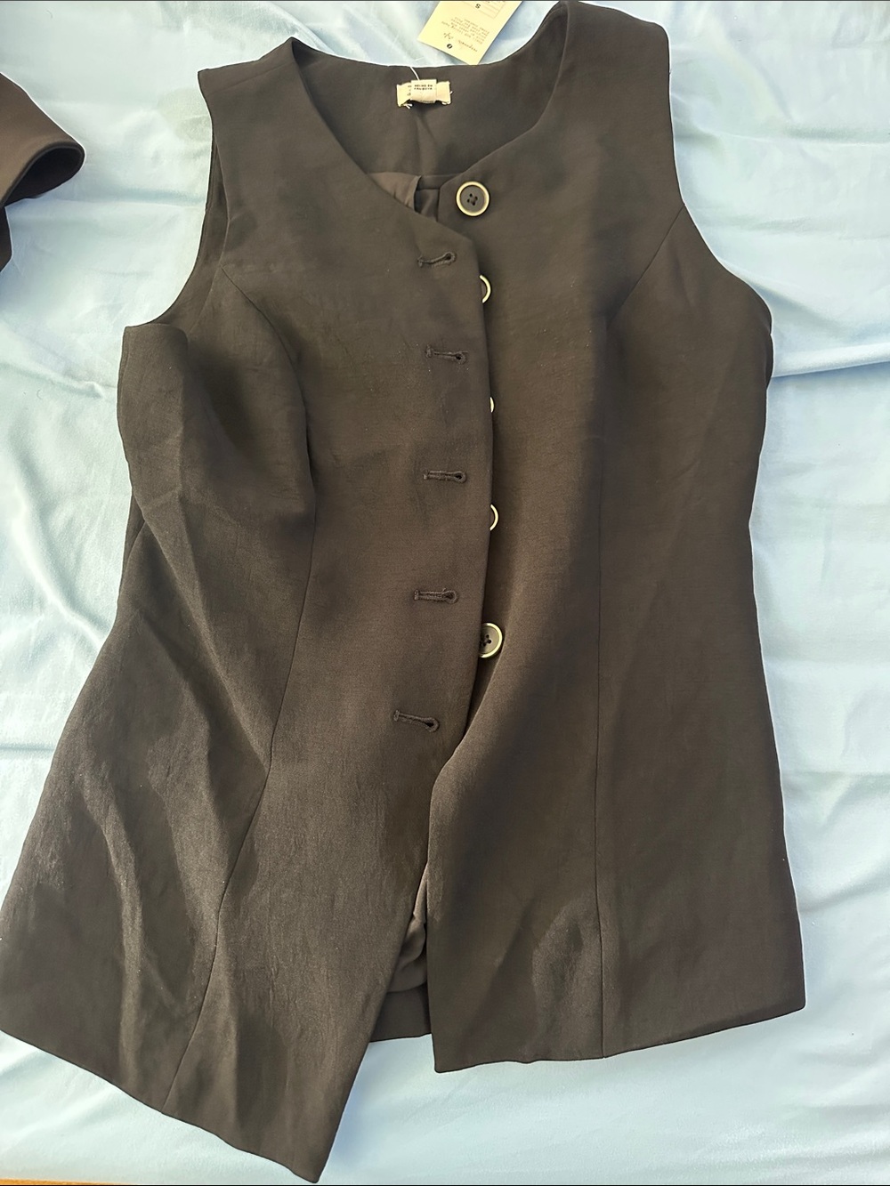 a new day Black Sleeveless Button-Front Vest